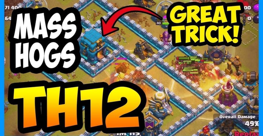 *SICK TRICK* MASS HOGS TOWN HALL 12 ATTACK STRATEGY | TH12 | Clash of Clans COC by Clash with Cory