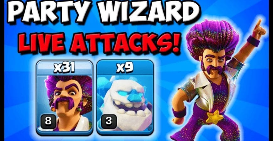 Clash of Clans NEW TROOP! Party Wizard Ice Golem Live Attacks! COC by Clash with Cory