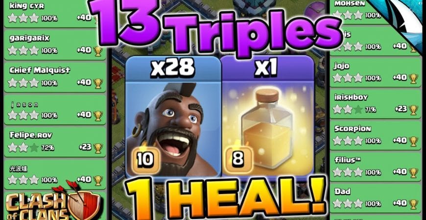 Hogs only need 1 HEAL SPELL! Getting 13 Legend Triples in one day | Clash of Clans by CarbonFin Gaming