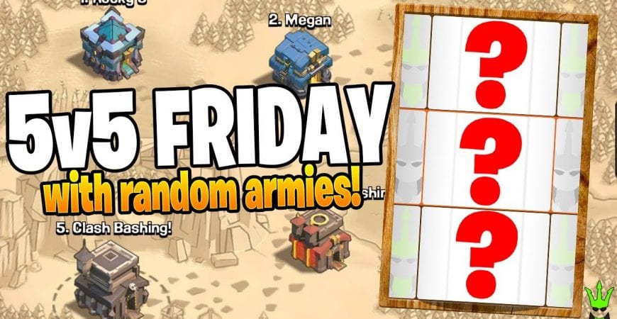 CAN I GET THE PERFECT WAR WITH THE RANDOM SPINNER?! – 5v5 Friday – Clash of Clans by Clash Bashing!!