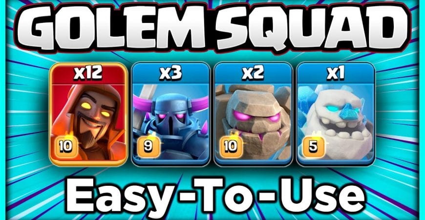 12 X Super Wizards 3 X Pekka + GOLEMS! NEW BEST TH13 Attack Strategy by @KagzGaming