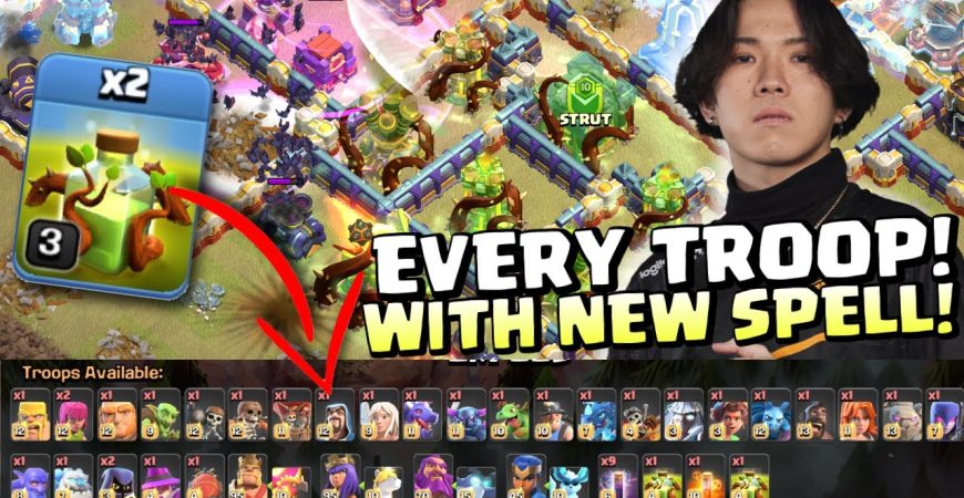Klaus 1 OF EVERY TROOP PLUS OVERGROWTH TRICK in Clash of Clans